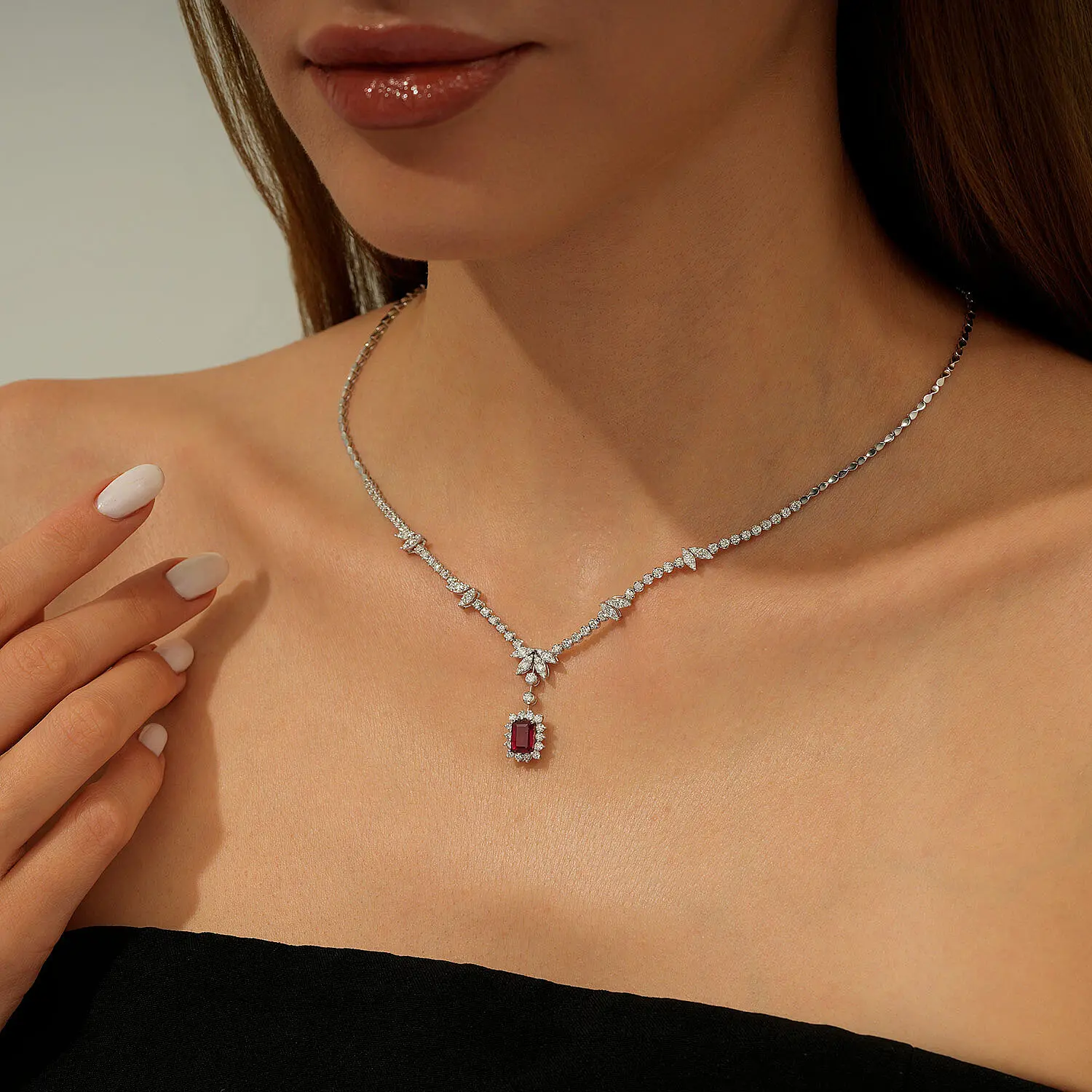 3.33 Karat Pırlanta Yakut Gerdanlık - 3