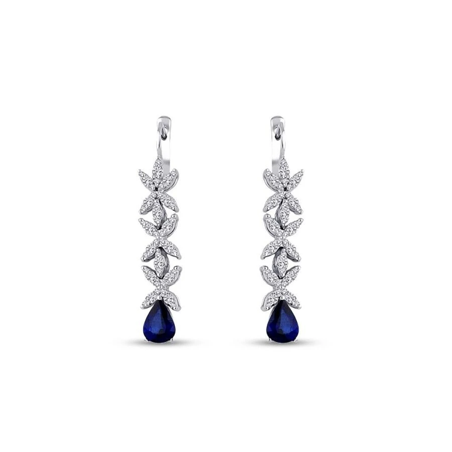 3.51 Karat Pırlanta Safir Küpe - 2