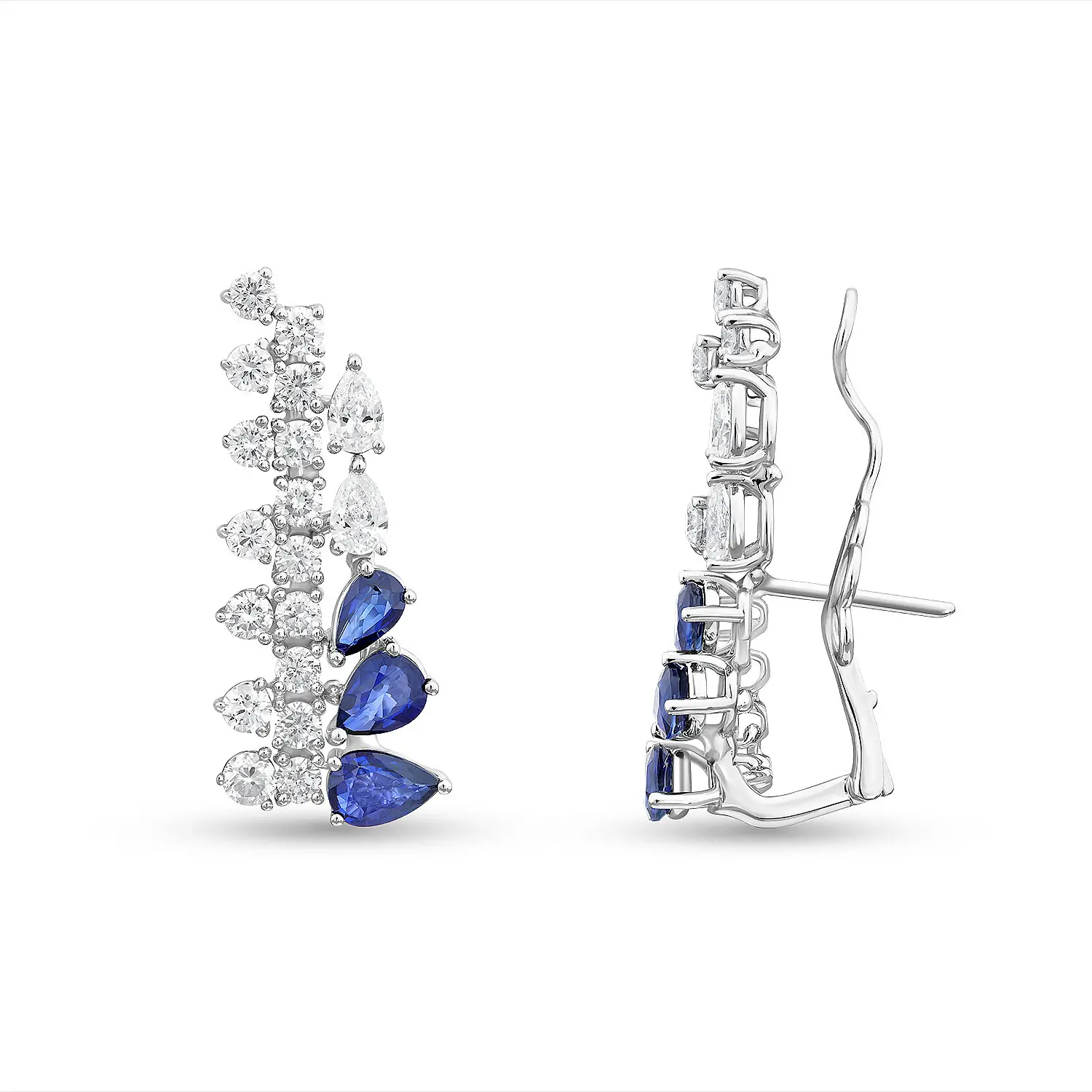 4.45 Karat Pırlanta Safir Küpe - 1
