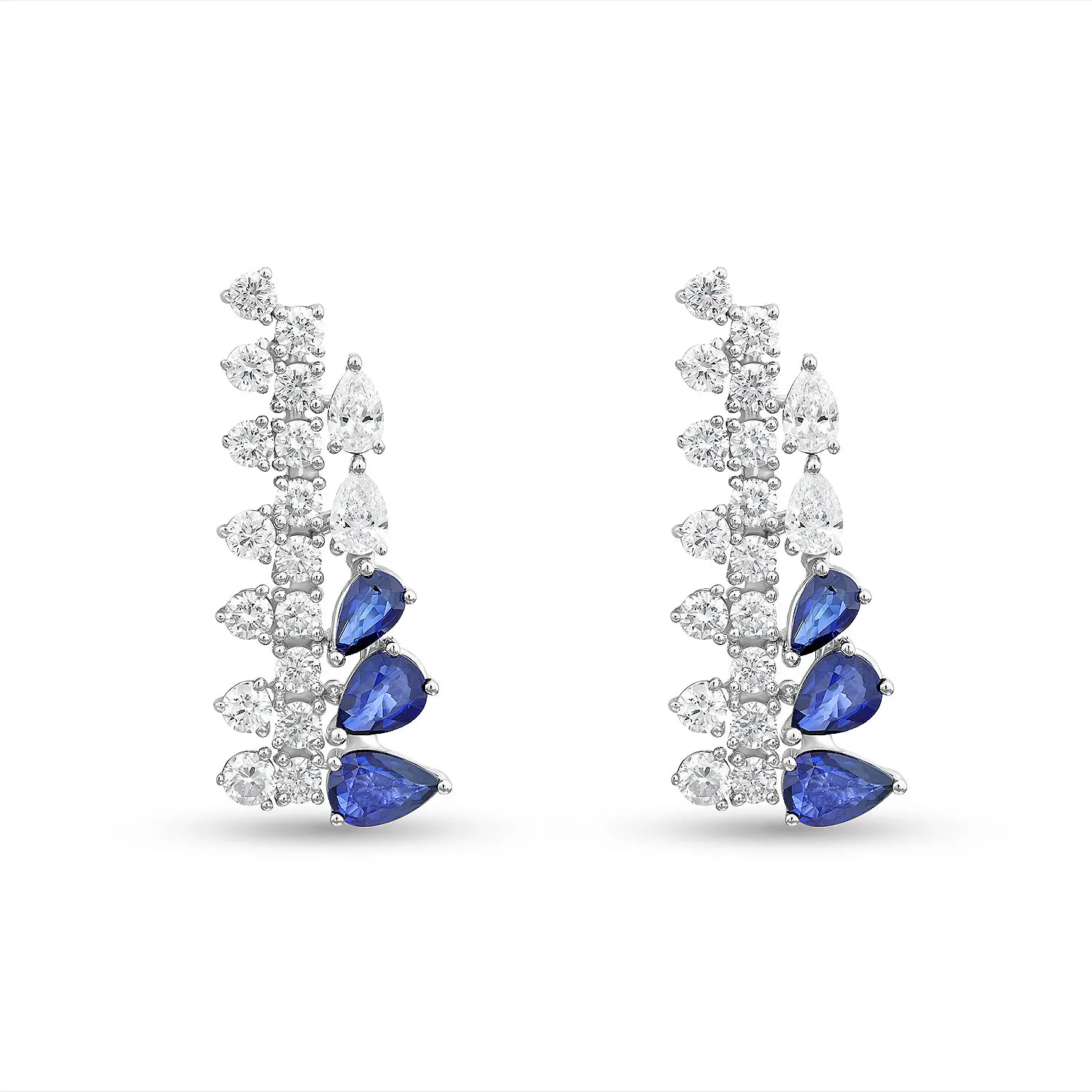 4.45 Karat Pırlanta Safir Küpe - 2