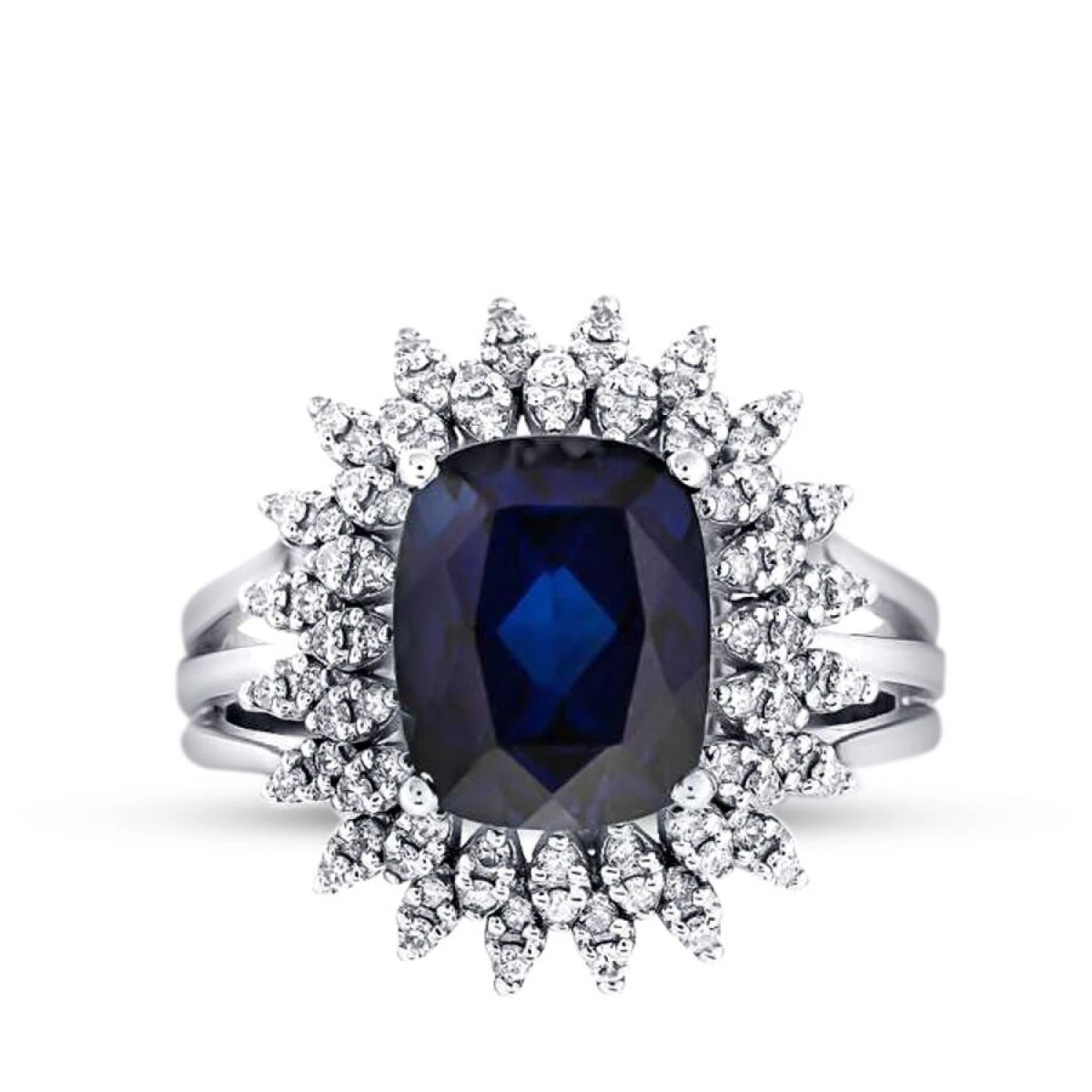 4.76 Karat Pırlanta Safir Yüzük - 1