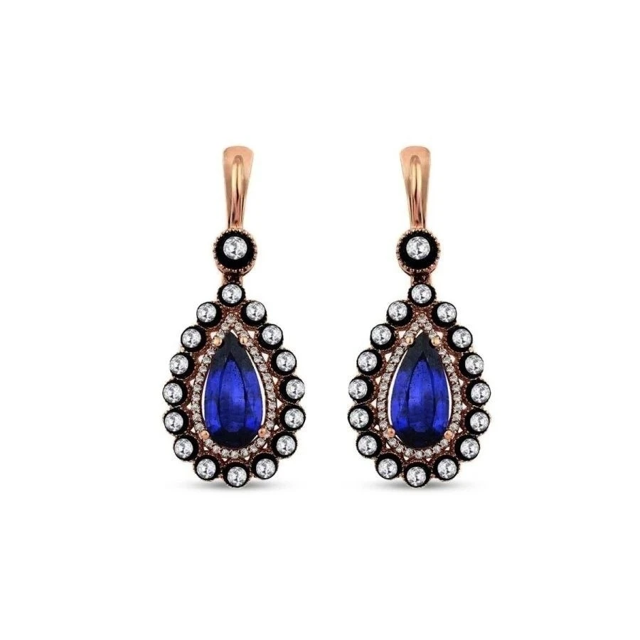 5.18 Karat Elmas Safir Küpe - 2