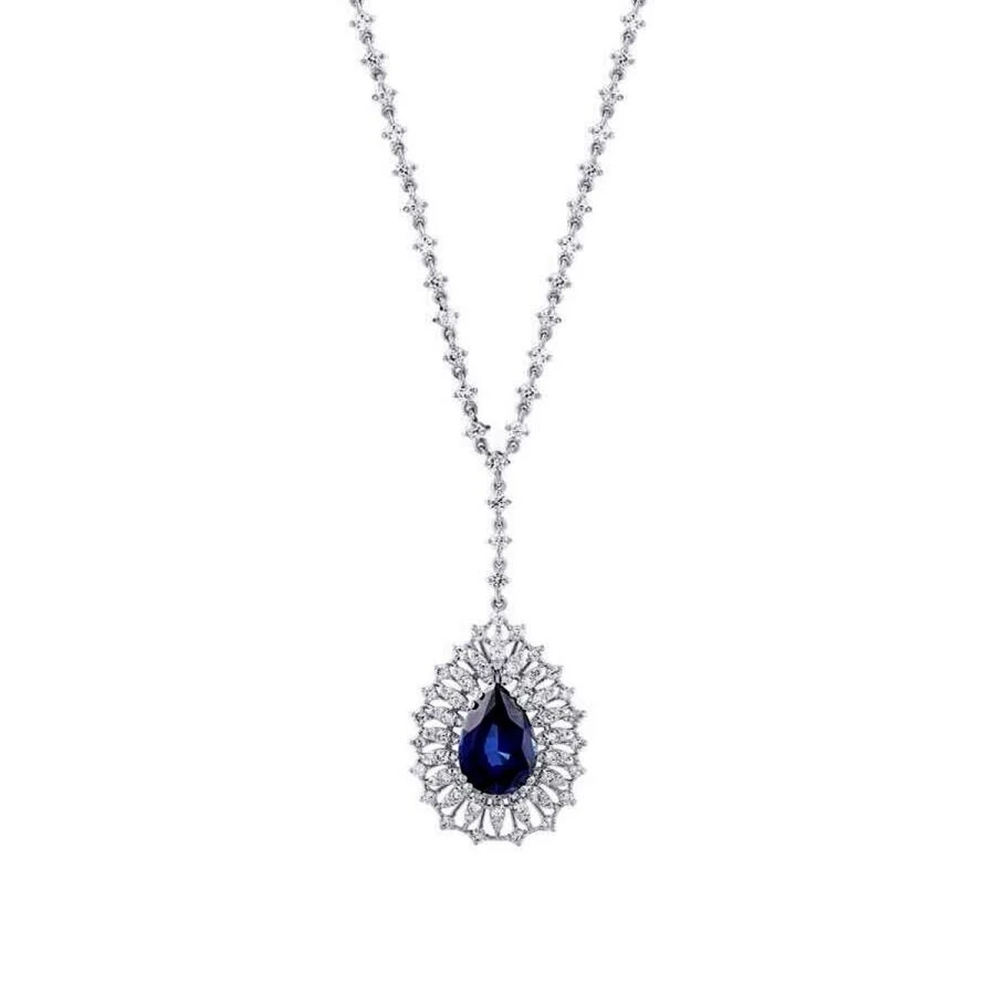 5.24 Karat Pırlanta Damla Safir Kolye - 1