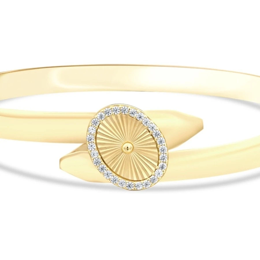 Altın Efektli Taşlı Düğme Kelepçe - 2