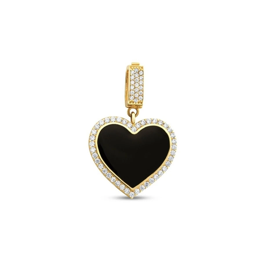 Altın Siyah Kalp Charm - 1