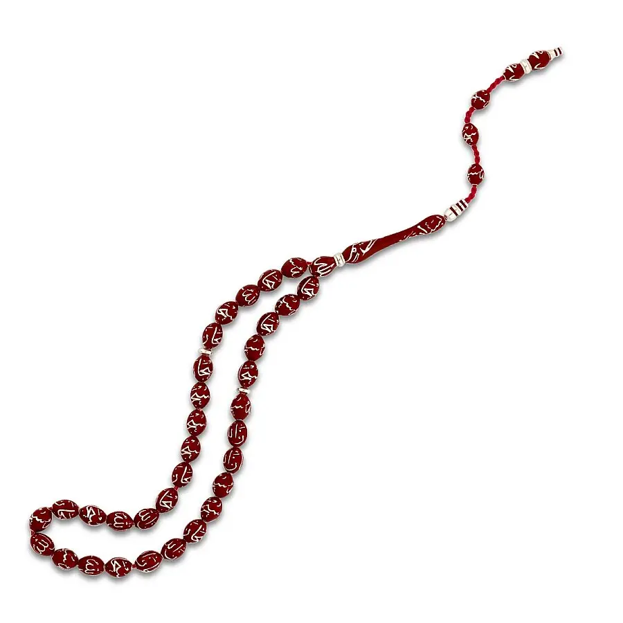 Gümüş İşlemeli Kırmızı Tesbih - 1