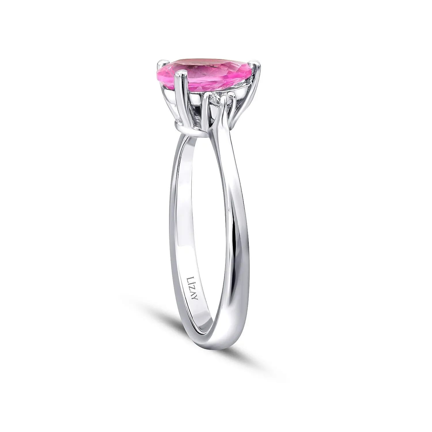 1.33 Karat Pırlanta Pembe Safir Yüzük - 2