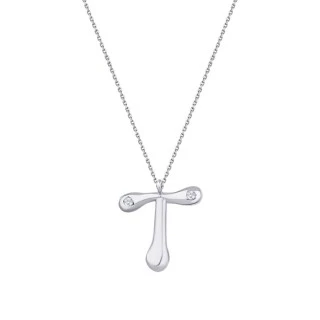 0.04 Karat Pırlanta T Harf Kolye - 3