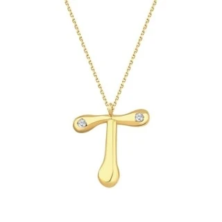 0.04 Karat Pırlanta T Harf Kolye - 2