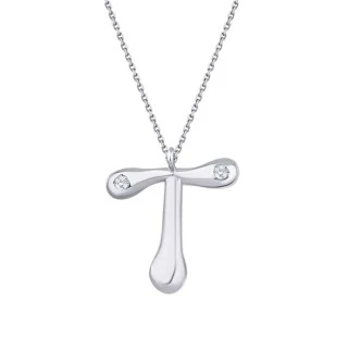 0.04 Karat Pırlanta T Harf Kolye - 4