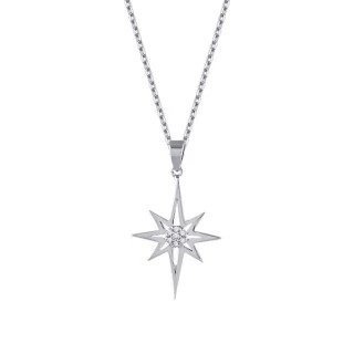 0.04 Karat Pırlanta Taşlı Yıldız Kolye - 2