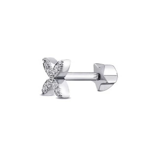 0.07 Karat Pırlanta Çiçek Tragus Küpe - 2