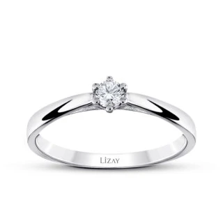 0.15 Karat Pırlanta Tektaş Yüzük - 1