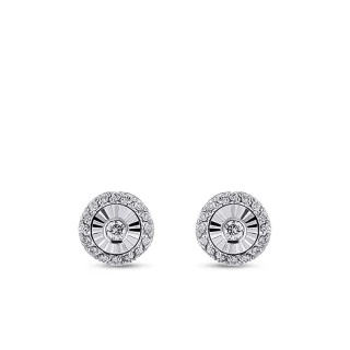 0.15 Karat Pırlanta Yuvarlak Taşlı Küpe - 2