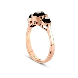 0.17 Karat Elmas Damla Tria Yüzük - 2