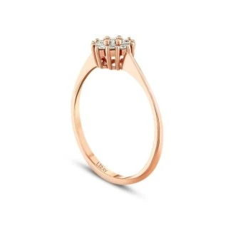 0.19 Karat Pırlanta Baget Çiçek Yüzük - 2