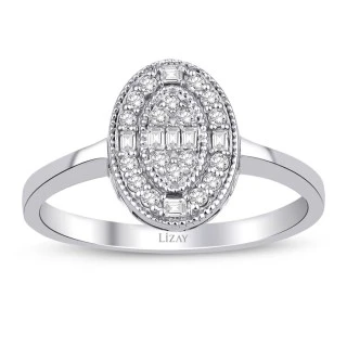 0.19 Karat Pırlanta Baget Yüzük - 1