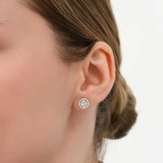 0.20 Karat Pırlanta Baget Küpe - 3