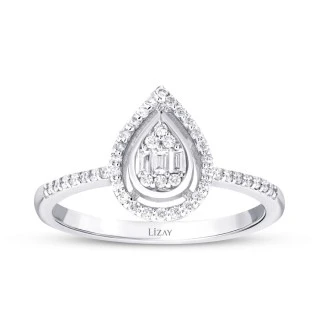 0.20 Karat Pırlanta Baget Damla Yüzük - 1