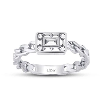 0.22 Karat Pırlanta Baget Trend Yüzük - 1