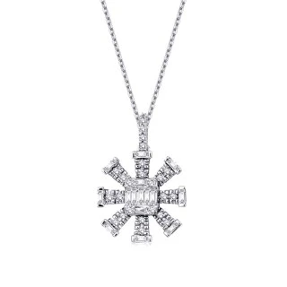 0.23 Karat Pırlanta Baget Kar Tanesi Kolye - 2