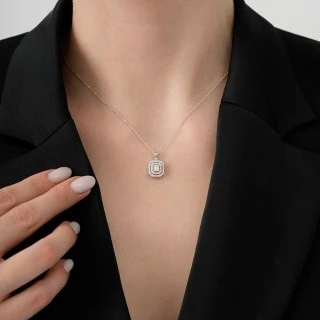 0.23 Karat Pırlanta Baget Kolye - 3