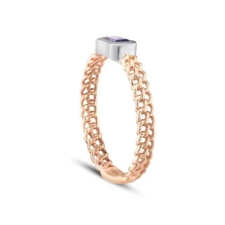 0.28 Karat Ametist Baget Yüzük - 2