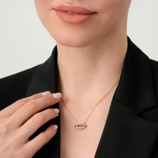 0.31 Karat Pırlanta Yakut Kolye - 2