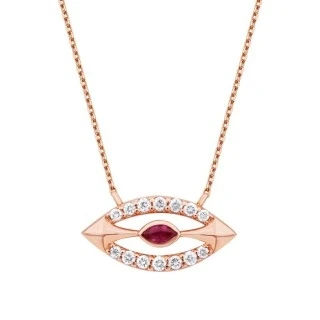 0.31 Karat Pırlanta Yakut Kolye - 1