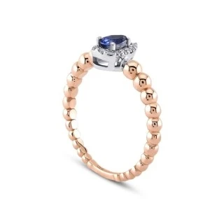 0.34 Karat Pırlanta Damla Safir Yüzük - 2