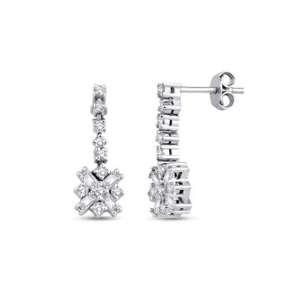 0.35 Karat Pırlanta Baget Küpe - 1