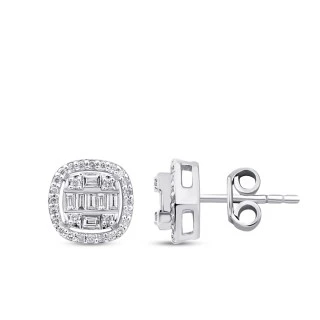 0.36 Karat Pırlanta Baget Küpe - 1