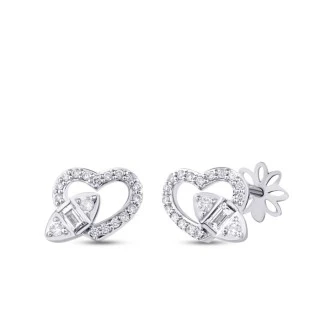 0.37 Karat Pırlanta Baget Kalp Küpe - 2