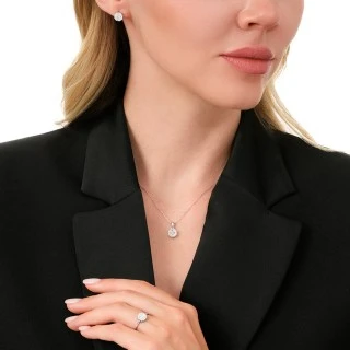 0.42 Karat Pırlanta Baget Yuvarlak Küpe - 4