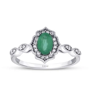 0.47 Karat Pırlanta Zümrüt Yüzük - 1