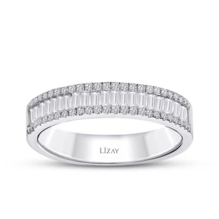 0.48 Karat Pırlanta Baget Yarımtur Yüzük - 1