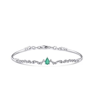 0.50 Karat Pırlanta Zümrüt Kelepçe - 1