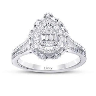 0.54 Karat Pırlanta Baget Yüzük - 1