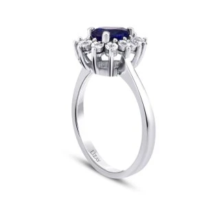 0.56 Karat Pırlanta Safir Yüzük - 2