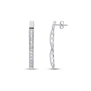 0.69 Karat Pırlanta Baget Küpe - 1