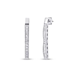 0.69 Karat Pırlanta Baget Küpe - 2