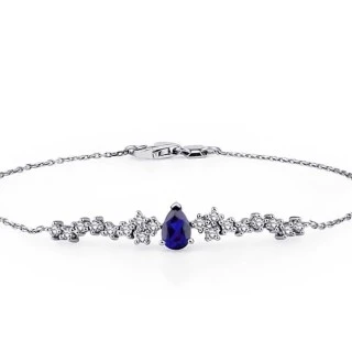 0.71 Karat Pırlanta Safir Bileklik - 2