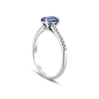 0.84 Karat Pırlanta Safir Yüzük - 2