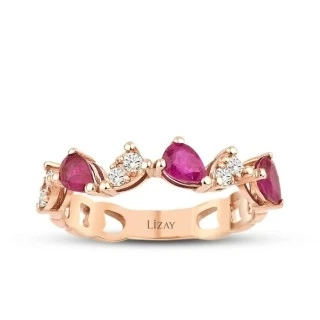 0.95 Karat Pırlanta Yakut Yüzük - 1