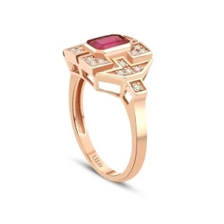 1.01 Karat Pırlanta Yakut Yüzük - 2