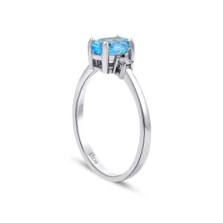 1.07 Karat Pırlanta Blue Topaz Yüzük - 2