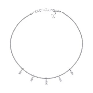 1.24 Karat Pırlanta Baget Choker Kolye - 1