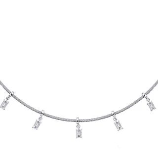 1.24 Karat Pırlanta Baget Choker Kolye - 2