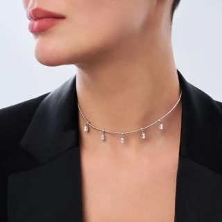 1.24 Karat Pırlanta Baget Choker Kolye - 3