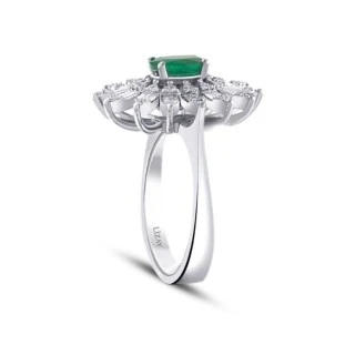 1.25 Karat Pırlanta Zümrüt Yüzük - 2